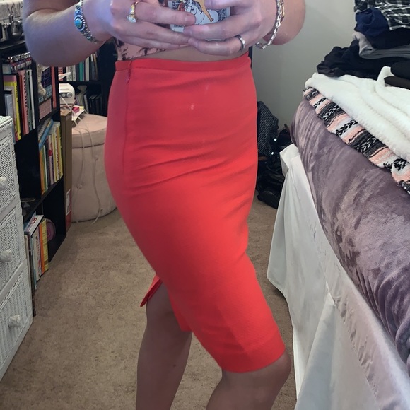 The Limited Red Orange Coral Dress Skirt Sz 0 - Picture 5 of 7